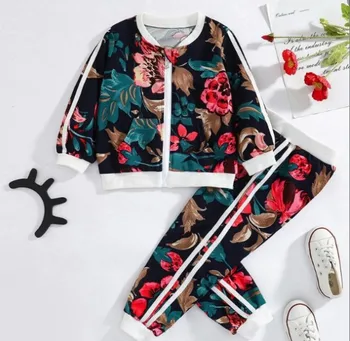 2 kom. Proljeće-jesen odjeću za bebe Odjeća za djevojčice Kreativno cvjetni print Majice s dugim rukavima Kaputa Hlače Komplet za djevojčice