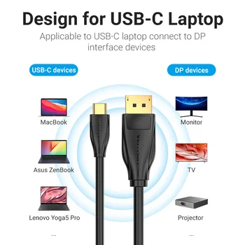 USB kabel C za DP 1.4 Kabel 4K 60 Hz Tip C za Pretvarač DisplayPort Kabel za Lenovo MacBook Pro TV monitor Tip C za kabel DP