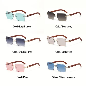 Sunčane naočale rimless Za muškarce 2021 Luksuzne Marke Dizajnerske pravokutni frameless Sunčane naočale za žene sa kutijom Tople nijanse UV400