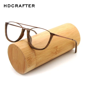 HDCRAFTER Berba rimless za naočale Za muškarce/žene od drveta i metala Za čitanje Kratkovidnost Okvira za naočale s prozirnim staklima Drvene rimless za naočale
