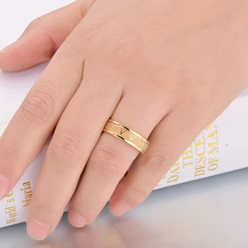 Prsten od nehrđajućeg Čelika Rimske Brojke Zlato Crna Cool Punk Prsten za Muškarce i žene Modni Nakit