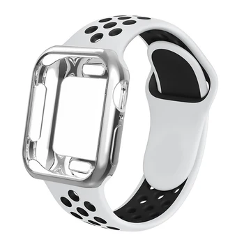 Silikonska torbica+remen za Apple watch SE remen 44 mm 40 mm 42 mm 38 mm Prozračni narukvica narukvica correa za Apple watch JI 3 4 5 6