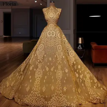 Posebna žuta duga večernja haljina od tkanine dugi rukav 2020 Dubai Театрализованные haljine Arabic haljinu za prom Celebrity Сбежавшие Haljine za zabave