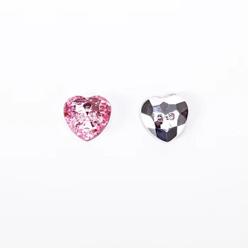 500 kom. 12x13 mm Transparentno roza srca gumbe Akril s premazom od chips Blistavim ukrasima za gumbe Scrapbooking Izrada čestitke za vjenčanje