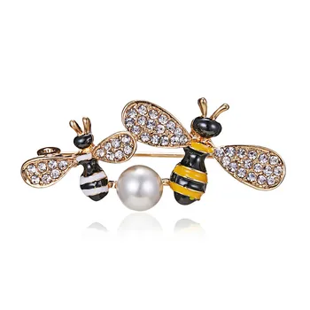 Ljetni Stil Vintage Životinja Pčela Pas Broš za žene Biljka Insekt Pauk Biserna Broš Pin Moderan haljinu i Kaput Nakit