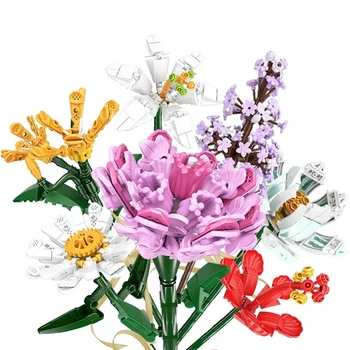 7 Kom./Compl. Diy Narcis Suncokret Lavanda Tulipana Buket Cvijeća Gradivni Blokovi Moc Uređenje Doma Tvornica Igračaka Festival Poklon