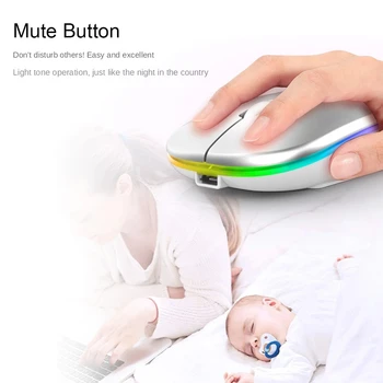 Bežični miš RGB Punjiva Računalni Miš USB Bluetooth Ergonomski Tiha Gaming miš Macbook Mause S led pozadinskim Osvjetljenjem Optički Miš