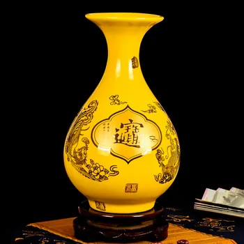 Novi Klasični Kineski Цзиндэчжэнь Žuto Zlatni Keramičke Ukrasne Vaze Dekor za vaš Dom Ured Porculan Vaza Božićni Pokloni
