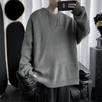Gospodo korejski modni veste Однотонный džemper velike veličine Muške košulje s dugim rukavima Jesensko-zimska odjeća Muška ulične pulover