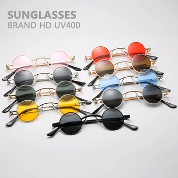 2020 Sunčane naočale u stilu steampunk Luksuzne Muške i ženske Okrugle sunčane naočale s premazom od stakla i Metala Vintage PK081