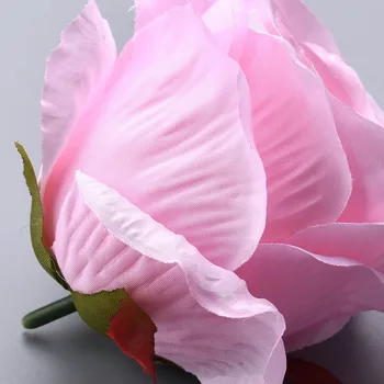 5 Kom. Svila Cvatnje Roza i Bijele Ruže Umjetna Glava Cvijeta za Vjenčanje ukras DIY Vijenac Dar Scrapbooking Veliki Obrt cvijet