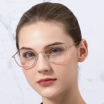 BLUEMOKY Титановая okvira za naočale, Optički Naočale s blokiranjem plavo svjetlo Korejski žene Ultra kvadratni Naočale za kratkovidnost na recept