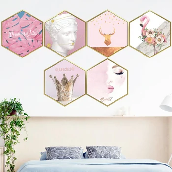 Romantični Skandinavski Pink soba Dekor za djevojčice Naljepnice Kraljica Flamingo DIY Okvir za slike Plakata Spavaća soba samoljepljive Ukrasne s javnošću