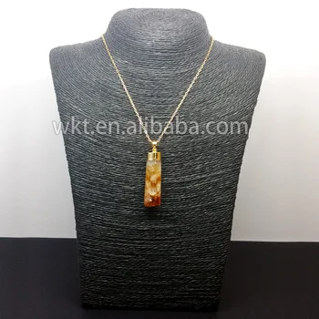 WT-445 prirodni neobrađeni kubni kamen пандент zlatni pojas lanac ogrlica od žutog kamena ogrlica od kamena Eleganciju Ženski poklon