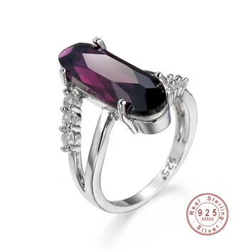 Klasična Moda Prsten od prirodnog Srebra 2 karat Ljubičasta Crystal Циркона Svadbeni Nakit Zaručnički Prsten Za žene nakit