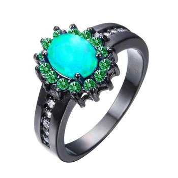 Trendi ženski prsten Ovalnog Rez s kristalno Fire Opal Vjenčano prstenje Za žene Vintage Prsten Božićni poklon Nakit pribor