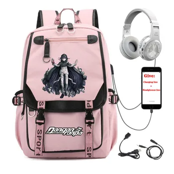 Anime Danganronpa ruksak studentska školska torba za knjige za žene i muškarce Putni ruksak USB Punjenje za mlade Ruksak za prijenosno računalo