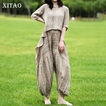 XITAO Ravnici Berba ženske setove hlače veličine Slobodne Umjetničke nepravilnog za rez Ljetna Nova moda Jednostavnost WMD1583