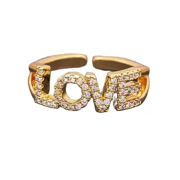 Novi dolazak Bakar Cirkon Zlatne Boje Otvorene Podesivi Prsten za žene Par Ljubav Djevojka Nakit Kreativni Dar