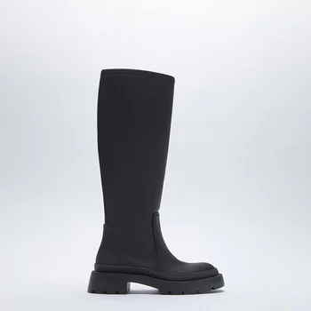 Comemore Jesenje kišne čizme 2021 Nova ženska obuća kaki, zelena, ravnim cipelama, luksuzna ženske cipele, retro haljina, zimske visoke čizme na niskim potpeticama