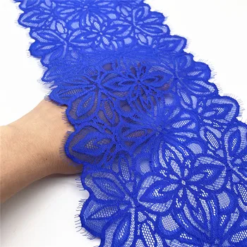 3 M/lot Širina 7 1/2 cm 19 cm Plavo Elastično elastična Čipka Pribor za Šivanje odjeće Haljina Oblog Odijelo cvjetne čipke Tkanina