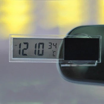 2 u 1 Auto Auto Sat Termometar Odojak Vrsta Sat Termometar Transparentni LCD digitalni Sat 10 gumb Baterija Opera