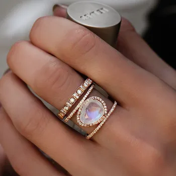 CC Modni Nakit Prstenje Za žene Izvanredni Prirodni Mjesečev Kamen Elegantan Poklon za Godišnjicu, Zurke Pribor Izravna dostava CC2132