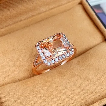 Huitan Šampanjac Kubni Cirkon Prsten za žene Elegantan Kvadratni oblik Vjenčani Prsten, Vjenčani prsten je Poklon za Godišnjicu, Zurke Novi Modni Nakit