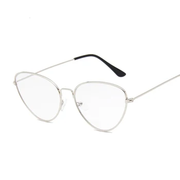 Trendi sunčanih naočala s кошачьим okom u okvirima Ženske Berba Marke dizajnerske naočale, optički Ženske Retro Mačka Oko Metalne Čaše Prozirne leće