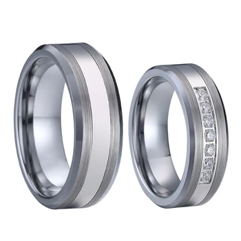 Klasični Savez Вольфрамовое prsten, 6 mm Zaručnički prsten Par Prstenova set za muškarce i žene Poklon za godišnjicu